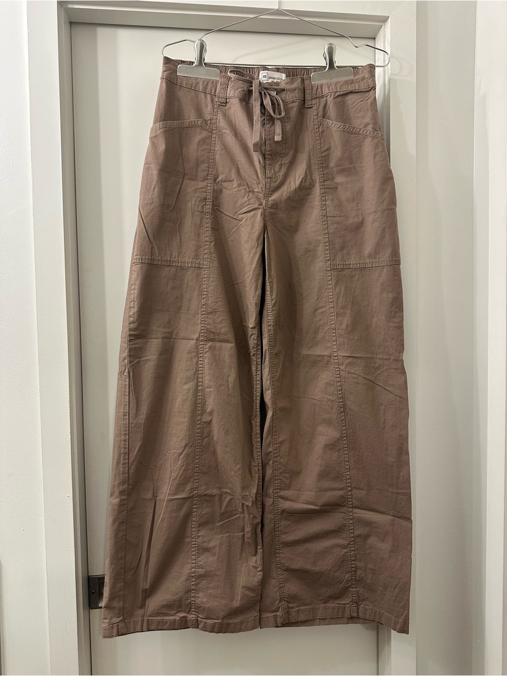 Wide Leg Cargo Pants - Tan Brown